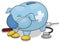 Piggy Bank with Medical Tools Promoting Invests in Health during Pandemic, Vector Illustration