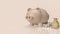 The Piggy Bank and Money Bag for business concept 3d rendering