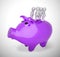 Piggy bank on money box shows saving funds for a rainy day - 3d illustration