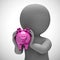 Piggy bank on money box shows saving funds for a rainy day - 3d illustration