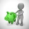 Piggy bank on money box shows saving funds for a rainy day - 3d illustration