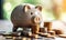 piggy bank money coins saving, financial investment and budget concept, . generative ai