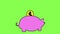 Piggy bank, money, wealth, investment, finance. Logo on green chroma key background video 4k looped