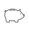 Piggy Bank Outline Flat Icon on White