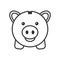 Piggy Bank Outline Icon on White
