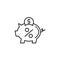 Piggy bank, percent, coin icon. Simple line, outline vector elements of loan and investment for ui and ux, website or mobile