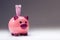 Piggy bank.Pink Piggy save and Five hundred Euro banknotes.Toned photo