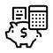 piggy bank profit calculating audit line icon vector illustration