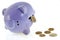 The piggy bank reversed on white background