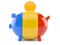 Piggy bank with romanian flag