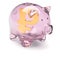 Piggy bank with russian ruble sign inside on white