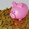 Piggy bank. Save money. 3d render. Saving money in a piggy bank.