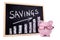 Piggy Bank with savings growth chart, saving money growth concept