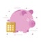 Piggy bank secured with lock. Online banking concept.