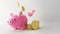 piggy bank shaped like a pig , Investing and building wealth.,3d rendering