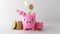 piggy bank shaped like a pig , Investing and building wealth.,3d rendering