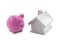 Piggy bank and silver house