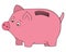Piggy bank for storage of finance. Color vector illustration. Piglet Coin hole. Isolated white background. Cartoon style.