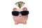 Piggy bank with sunglasses