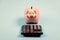 Piggy bank symbol money savings. Investments concept. Helping make smart financial choices. Pay taxes. Taxes calculator