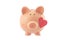 Piggy bank toy with heart studio isolated