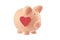 Piggy bank toy with heart studio isolated