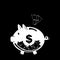 Piggy bank vector. Finance flat icon. Savings illustration. Black and White.