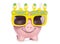 Piggy bank wearing birthday glasses