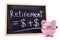 Piggy Bank wearing glasses with retirement growth formula, old age planning concept