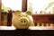 Piggy bank on wooden