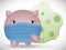 Piggy Bank Worried about COVID-19 Infection, Vector Illustration