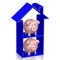 Piggy-banks and house shape - 3D illustration