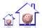 Piggy-banks and house shapes - 3D illustration