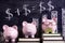 Piggy Banks with savings or retirement growth plan