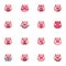 Piggy face emoji collection, flat icons set