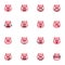 Piggy face emoticon collection, flat icons set