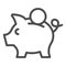 Piggy line icon. Saving money vector illustration isolated on white. Piggy bank outline style design, designed for web