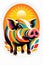 piggy with a lovely look and colorful background generated by ai
