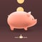 Piggy moneybox with golden coins