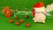 Piggy or mumps wearing Santa Claus`s cap, New year 2019 and christmas, on green Chroma key