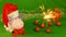 Piggy or mumps wearing Santa Claus`s hat, New year 2019 and christmas, sparkler on green Chroma key