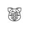 Piggy nerd face emoji line icon