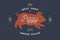 Piggy, pig, pork. Vintage label, logo, sticker, poster for Meat Restaurant