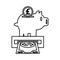 Piggy savings money with atm hole