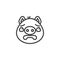Piggy scared face emoji line icon