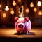 Piggybank with bright lightbulb, showing inspiration and successful ideas in savings and investment