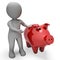 Piggybank Save Indicates Wealth Character And Earn 3d Rendering