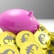 Piggybank Surrounded In Coins Shows European Economy