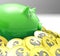 Piggybank Surrounded In Coins Shows European Incomes