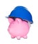 Piggybank wearing construction helmet